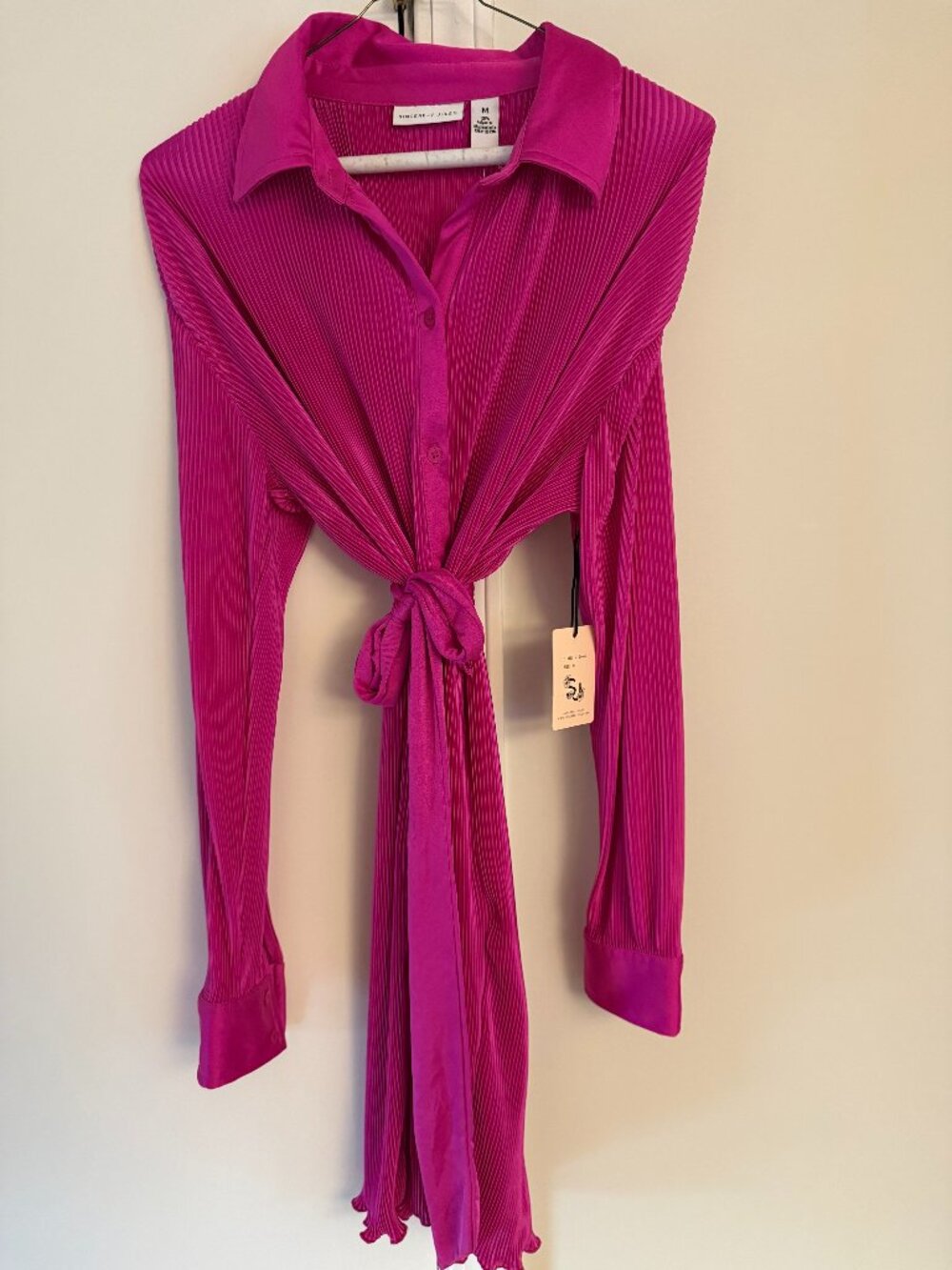 NWT Hot Pink Collared Dress with belt M